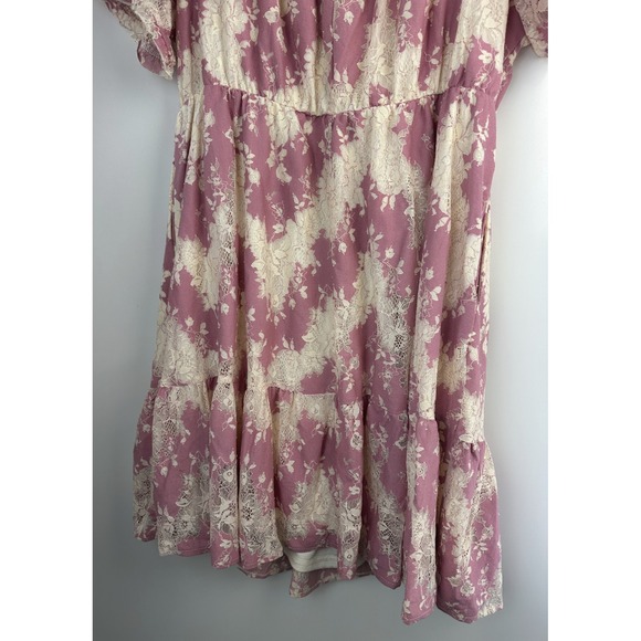 Torrid Mini Two Tone Lace Tiered Babydoll Dress Plus Size 2 2X Milkmaid Coquette - Picture 12 of 15